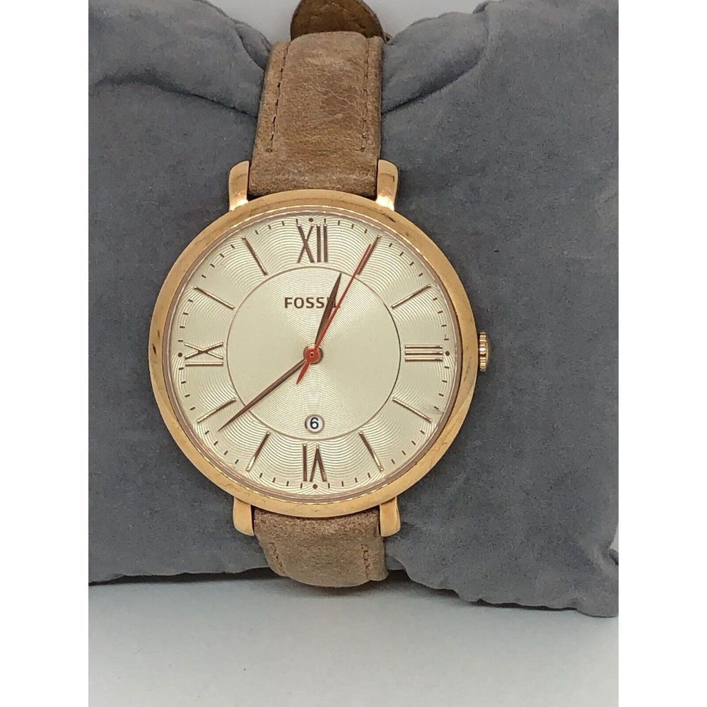 Fossil ES3487 Women's Beige Camel Leather Analog White Dial Wrist Watch E247